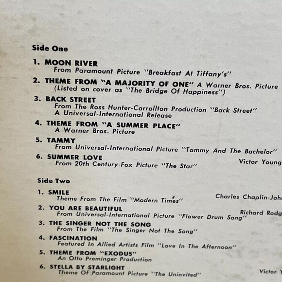 Carmen Cavallaro Hits From Hollywood (Vinyl, 1962) Decca DL 74274 VG LP Record - Picture 5 of 9